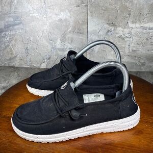 Hey Dude Women’s Size 7 Wendy Blue Black Canvas Shoes